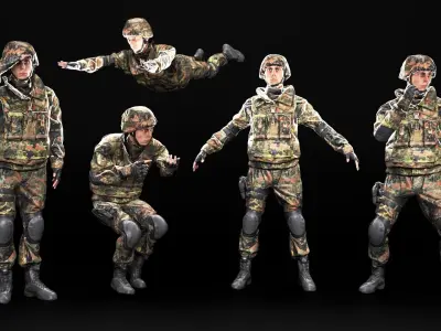Animated soldier in Bundeswehr military uniform 12 Low-poly 3D model