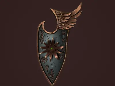 Rune shield Low-poly 3D model