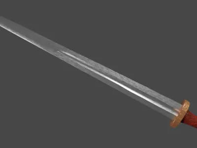 Excalibur sword with Spatha handle Low-poly 3D model