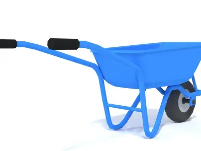 Low Poly Cartoon Wheelbarrow Low-poly 3D model