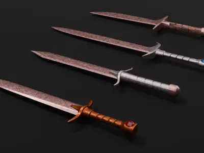 Ancient Rusty Sword Collection Low-poly 3D model