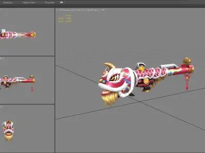  Cartoon lion dance Rocket Low-poly 3D model