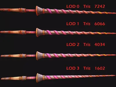 Medieval Spear Lance Cavalry Tournament  Weapon Armory Set Low-poly 3D model