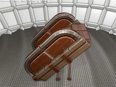 Wood Stairs - Construction Element 32 Low-poly 3D model