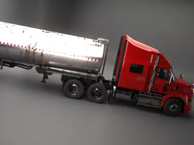 Generic Semi Truck Sleeper with Tanker Trailer USED 3D model