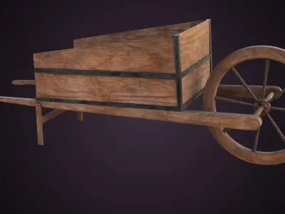 Wooden Cart03 All PBR Unity UE Textures Included Low-poly 3D model