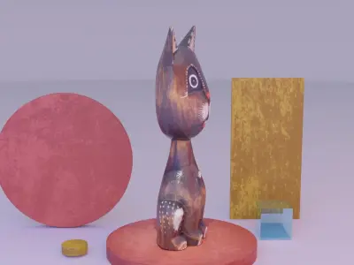 The cat ethnic statuette 03 high-poly 3D model