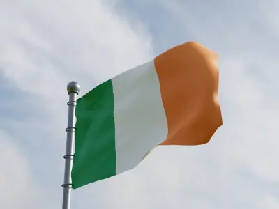 Animated Ireland Flags 3D model