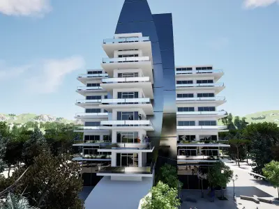Commercial-city 3D model Low-poly 3D model