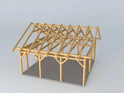 Basic wood frame construction Free 3D model