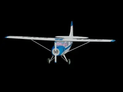 Yak-12 airplane flying Low-poly 3D model