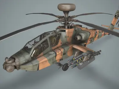 Apache AH-64D Japan Ground Self-Defense Force Basic Animation Low-poly 3D model