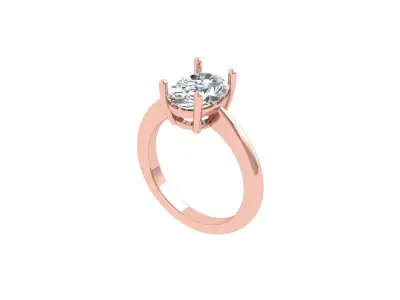 Oval Solitaire Ring 3D print model shop