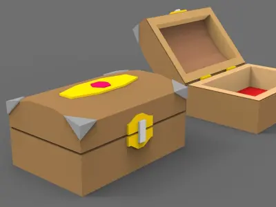 Low Poly Stylized Casket Lowpoly 3D model Low-poly 3D model