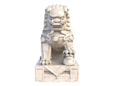 chinese lion statue Low-poly 3D model