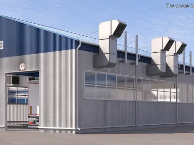 Factory Facility UralSpetsTrans Simplified Rigged 3D model