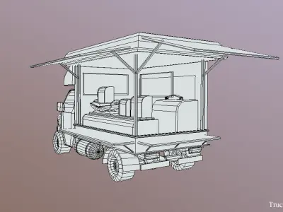 Thailand truck noodle shop low poly Low-poly 3D model