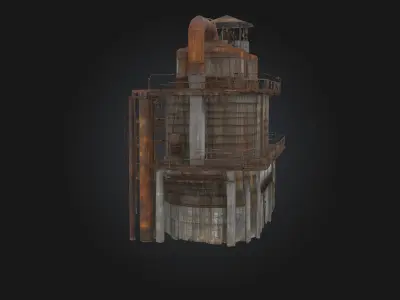 Rusty Industrial Complex Decay and Grit of a Forgotten Era 3D model
