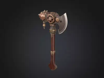 Large Ornate Battle Axe 3D model