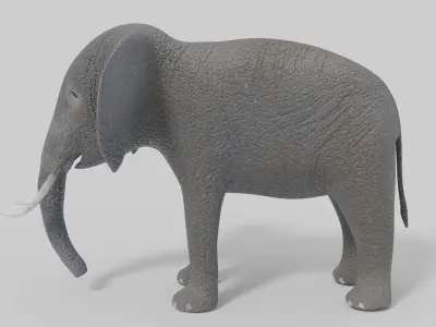 3D Elephant Model with tusks Low-poly 3D model