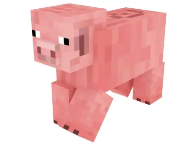 Walking Minecraft Pig 3D model