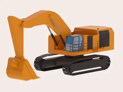 Excavator Mining 6015B Simplified Low-poly 3D model