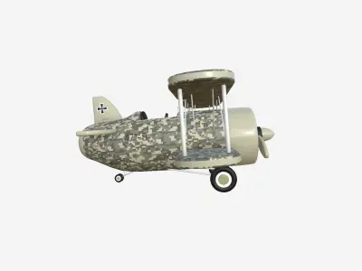 Airplane Cartoon A12 Digital Camouflage - Classic Aircraft Low-poly 3D model