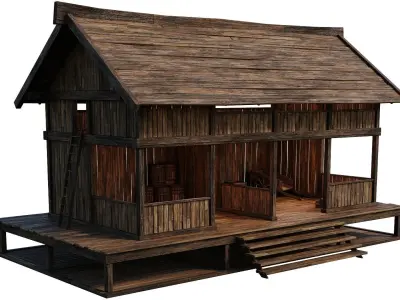 Old Wooden Shed Building House 4K Textures GameReady 79 Low-poly 3D model