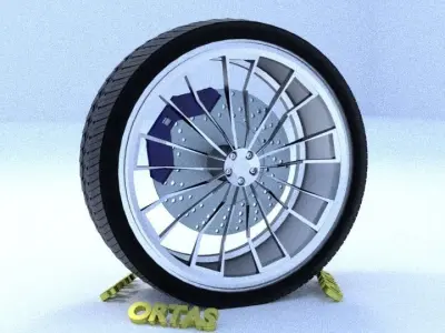 ORTAS CAR RIM 2 GAME READY RIM TIRE AND DISC 3D model