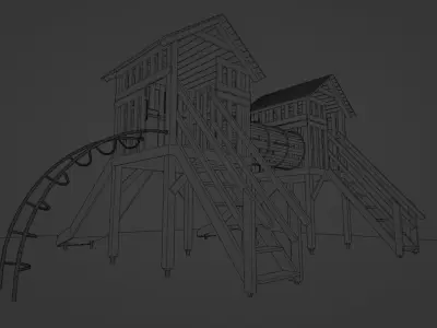 Wooden Kids Playground Free low-poly 3D model