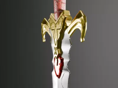Fantasy Ornate Sword Game Ready low-poly 3d model Low-poly 3D model
