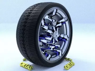 ORTAS CAR RIM 30 GAME READY RIM TIRE AND DISC 3D model