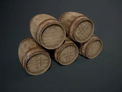 Realistic Wooden Barrel Low-poly 3D model purchase