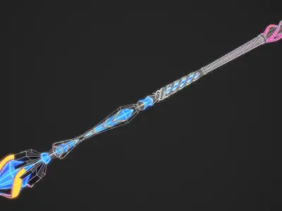 Fantasy staff 1 Low-poly 3D model
