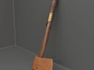 Axe Game Ready Model With Pouch and Hidden Knife  Low-poly 3D model
