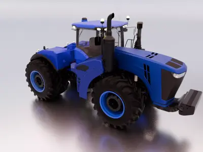 Modern Heavy Duty Blue Tractor 3D Model Low-poly 3D model