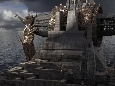 Ancient gods Maze Temple dungeon Kit bash 3D model