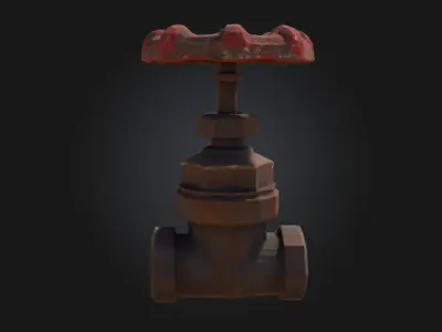 Rustic Valve Handle  Industrial Charm with Timeworn Character 3D model