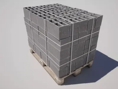 Concrete Block Pallet  Low-poly 3D model