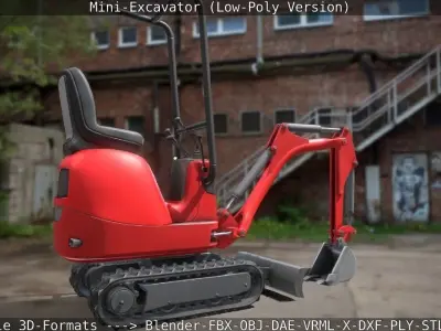   Mini-Excavator Low-Poly-Version Low-poly 3D model