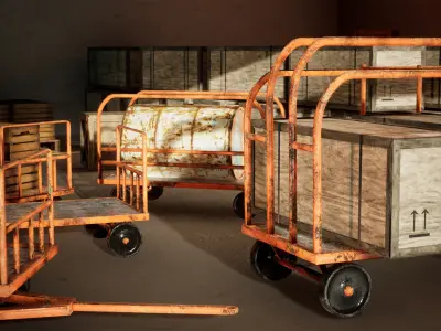 Industrial Carts 22 Assets Low-poly 3D model