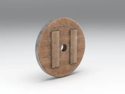 Solid Old Wooden Wheel Free low-poly 3D model