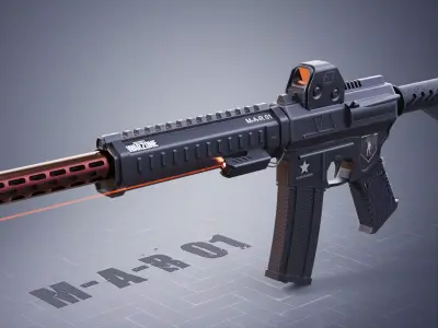 Modern Assault Rifle  Low-poly 3D model