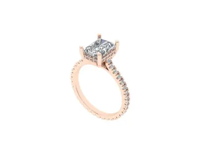 Emerald Solitaire Ring 3D print model 33