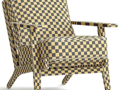 Metro Accent Chair in Onyx w Antique Legs 3d model Low-poly 3D model