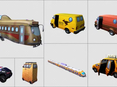 Cartoon Character object vehicle Low-poly 3D model