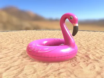 Inflatable Pink Flamingo Toy Low-poly 3D model