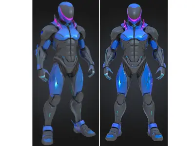 Futuristic Cyborg Soldier Low-poly 3D model