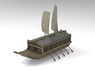 Korean Turtle Ship - Medieval Warship Low-poly 3D model