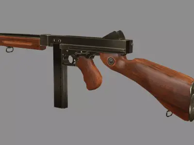 M1A1 Submachine Gun Low-poly 3D Model Low-poly 3D model